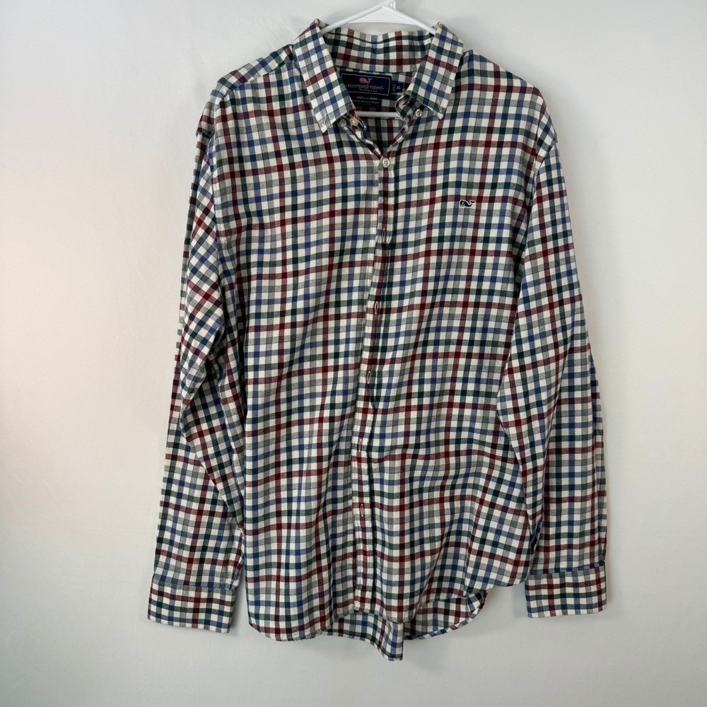 Vineyard Vines Mens XL Slim Fit Whale Shirt Plaid Cotton Button Down Multicolor - Picture 2 of 9